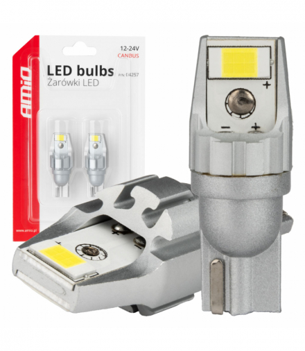 Żarówki LED CANBUS T15 W16W 2SMD 3570 White 12V 24V AMiO 04257