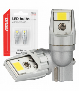 Żarówki LED CANBUS T10 W5W 2SMD 3570 White 12V 24V AMiO 04256
