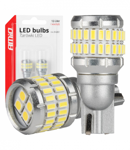 Żarówki LED CANBUS T15 W16W 48SMD 4SMD 3014 3030 White 12V 24V AMiO 04261