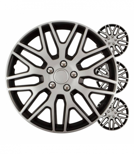 Kołpaki samochodowe 4szt. komplet Dakar czarno srebrne 14" cali COLOR BOX Versaco 8491