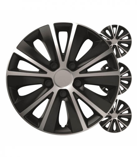 Kołpaki samochodowe 4szt. komplet Rapide czarno srebrne 15" cali COLOR BOX Versaco 0068