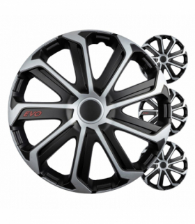 Kołpaki samochodowe 4szt. komplet EVO czarno srebrne 14" cali COLOR BOX Versaco 9740