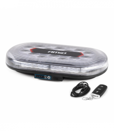 Belka ostrzegawcza bezprzewodowa LED z pilotem R65 R10 326x186x63 26W 12V 24V AMiO 04369