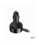 Ładowarka samochodowa ze zwijanym kablem typu C + USB-C 12V 24V 60W AMiO 04368