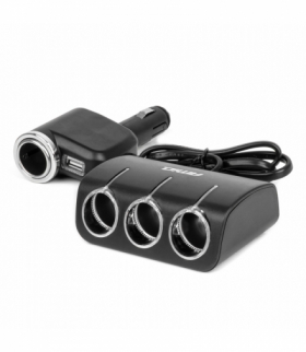 Rozdzielacz gniazda zapalniczki z ładowarką i żarnikiem 12V 24V 120W 80cm AMiO 04360