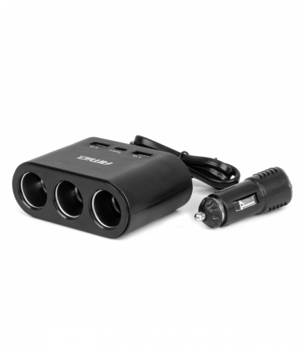 Rozdzielacz gniazda zapalniczki z ładowarką 2x USB-A 1x USB-C 12V 24V 120W 70cm AMiO 04361