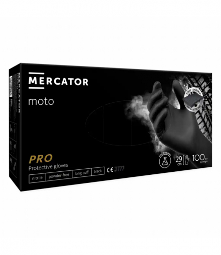Rękawice nitrylowe Mercator MOTO BLACK rozmiar M 100szt. MERCATOR MER03382