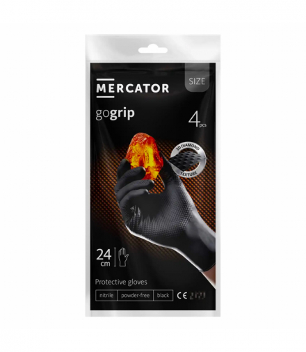 Rękawice nitrylowe czarne Mercator GoGrip BLACK 4 szt. rozmiar XL MERCATOR MER20778
