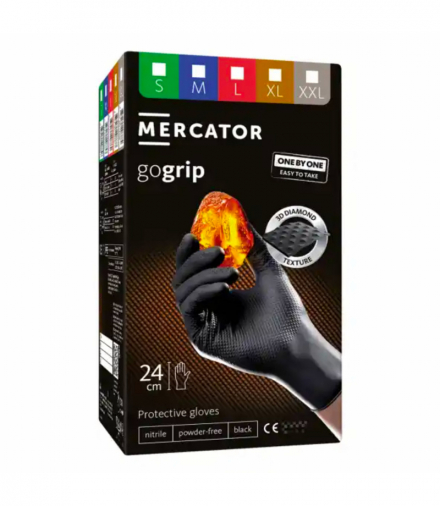 Rękawice nitrylowe czarne Mercator GoGrip ONE-BY-ONE Black 100szt. rozmiar M MERCATOR MER20885
