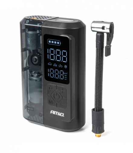 Kompresor samochodowy bezprzewodowy akumulatorowy powerbank LED USB-C 40W AMiO 04378
