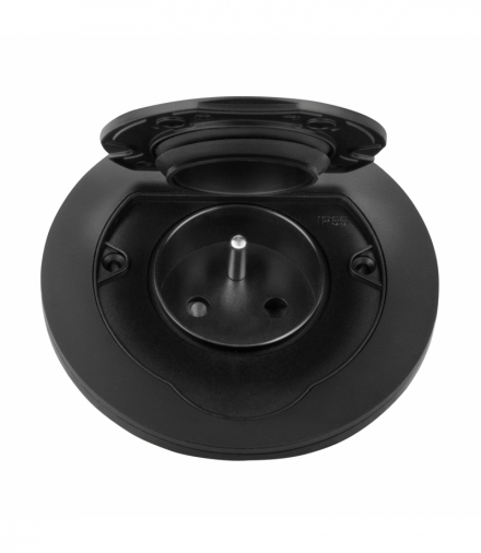 Hermetyczne gniazdo elektryczne okrągłe, IP55, 1x2P+Z(French), czarne Orno OR-GM-9030/B