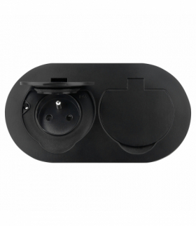 Hermetyczne gniazdo elektryczne podwójne, owalne, IP55, 2x2P+Z(French), czarne Orno OR-GM-9046/B