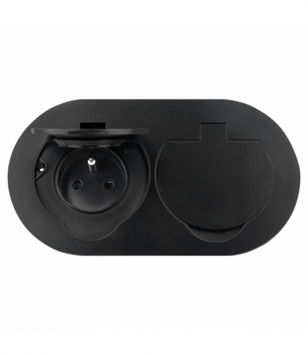 Hermetyczne gniazdo elektryczne podwójne, owalne, IP55, 2x2P+Z(French), czarne Orno OR-GM-9046/B