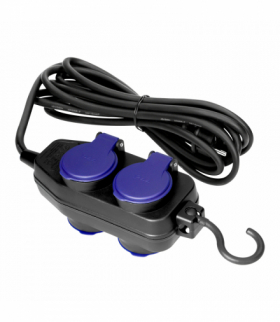 Przedłużacz warsztatowy bryzgoszczelny IP44, 4 gniazda (2+2) 2P+Z, IP44, przewód gumowy, H05RR-F 3x1,5mm², długość 10m Orno OR-AE-13299/10M