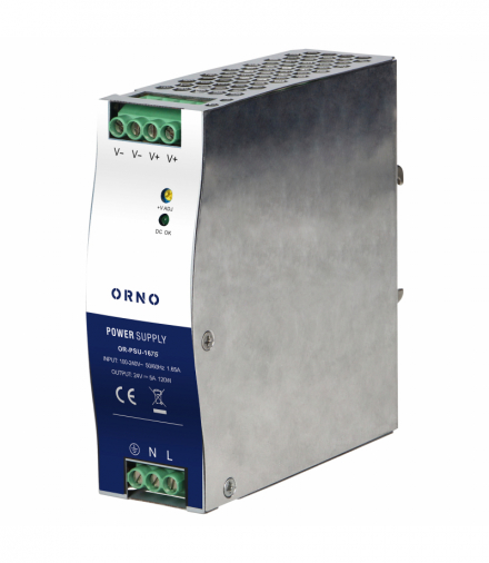 Zasilacz przemysłowy, na szynę DIN, 24VDC, 5A, 120W, w metalowej obudowie Orno OR-PSU-1675