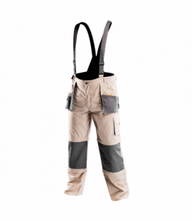 Spodnie robocze na szelkach 6 w 1, rozmiar M/50, 100% bawełna, 180 g/m2, wzmocnienia w rejonach narażonych na przetarcie, odpinane nogawki pod i nad kolanem, odpinany karczek sześc opcji noszenia, certyfikat CE, EN ISO 13688:2013 GTX NEO TOOLS 81-320-M