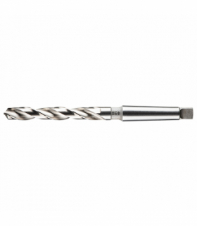 Wiertło prawoskrętne ogólnego stosowania do metalu NWKc. HSS DIN 345 RN. Średnica: 20,5 mm , Uchwyt: MK 2 mm , Długość: 243 mm , Długość robocza: 145 mm. Typ chwytu: MK 2 , Zaostrzenie: 130°, korekcja C (Split point), 1szt. GTX BAILDON 10220502
