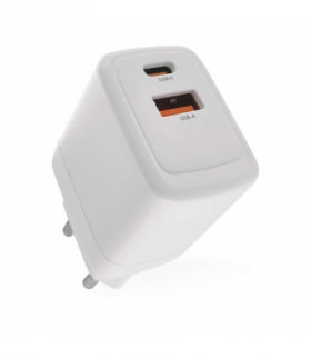 Szybka ładowarka 1x USB-A QC + 1x USB-C PD GaN 20W max. EMOS V02G20