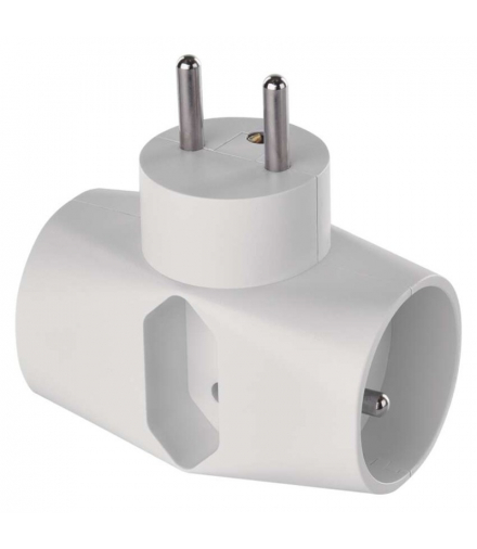 Rozgałęźnik 2x okrągłe gniazdo z uziemieniem + 1x gniazdo płaskie EMOS P0023N