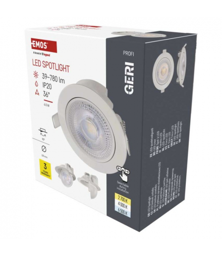 Oczko LED GERI białe, okrągłe, 6,5W CCT EMOS ZV1160