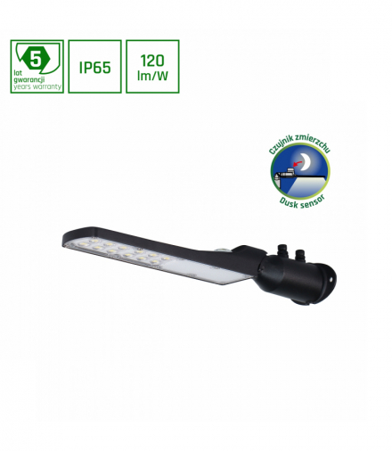 STREETOS SLIM 30W NW 230V 140/85st IP65 423x109x76mm CZARNY 5 LAT GW. SPECTRUM Spectrum SLI027020NW_PW