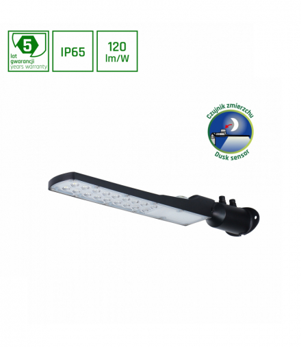 STREETOS SLIM 50W NW 230V 140/85st IP65 505x109x76mm CZARNY 5 LAT GW. SPECTRUM Spectrum SLI027021NW_PW