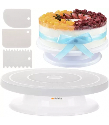 Patera obrotowa + 3 szpatułki do dekoracji ciast RUHHY 00018908