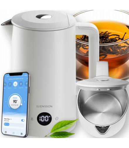 CZAJNIK SMART SVENSSON Z CYFROWYM WYŚWIETLACZEM, TUYA WIFI, 2200W, 1,7L Biały LAMEX SMART06B