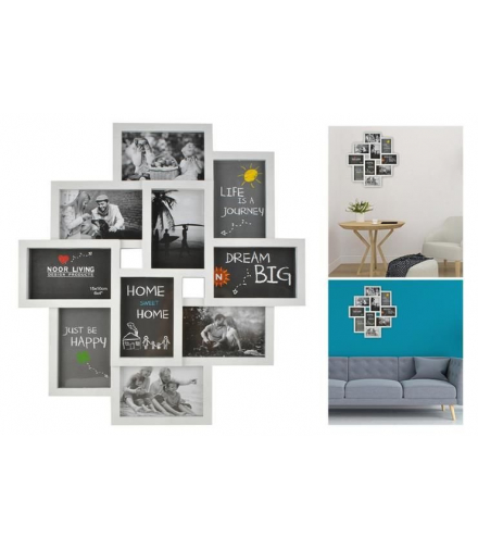 Ramka na 10 zdjęć biała Iso Trade 12914