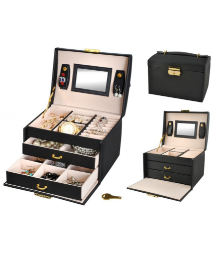 Szkatułka/ kuferek na biżuterię czarny Soulima 12971