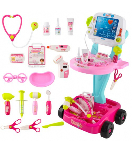 Zestaw małego doktora wózek różowy Kruzzel 13491
