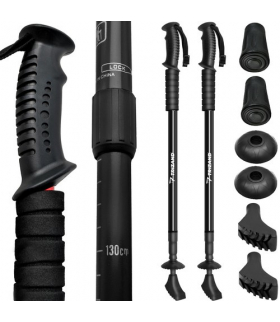 Kije trekingowe czarne + akcesoria zestaw 2szt Trizand 13815