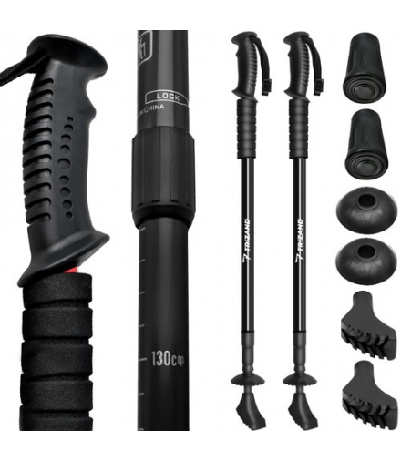 Kije trekingowe czarne + akcesoria zestaw 2szt Trizand 13815