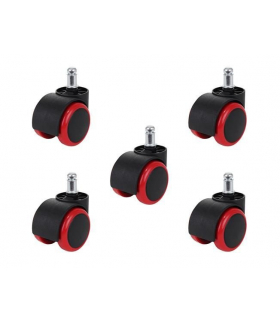Kółka do fotela biurowego 5szt czerwone Iso Trade 13987