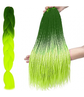 Włosy syntetyczne warkoczyki ombre ziel/neonW10344 Iso Trade 14586