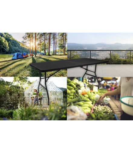 Stół ogrodowy składany czarny 180cm Gardlov 15102