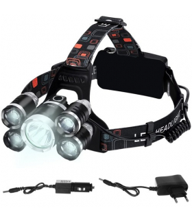 Latarka czołowa 5 x LED T6 CREE Trizand 15382