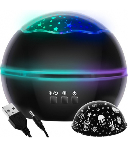 Lampka nocna z projektorem czarna LP16857 Izoxis 15448