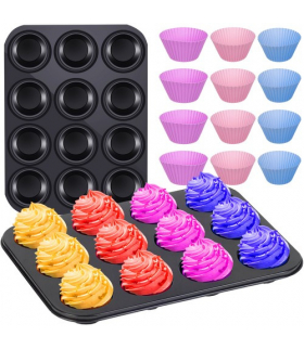Blaszka do pieczenia + 12 silikonowych foremek Ruhhy 15609
