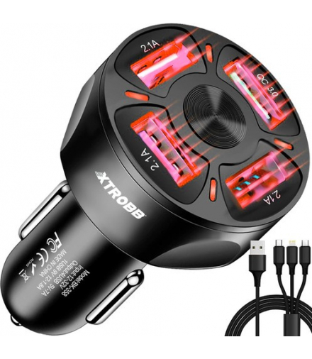 Ładowarka samochodowa 4x USB + kabel Xtrobb 19907 16331
