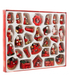 ZAWIESZKI DREWNIANE / BOMBKI NA CHOINKĘ 30 szt Ruhhy 16943
