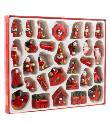 ZAWIESZKI DREWNIANE / BOMBKI NA CHOINKĘ 30 szt Ruhhy 16943