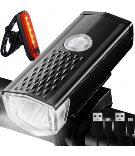 Lampka rowerowa LED USB + tylne światło 23679 Trizand 17736