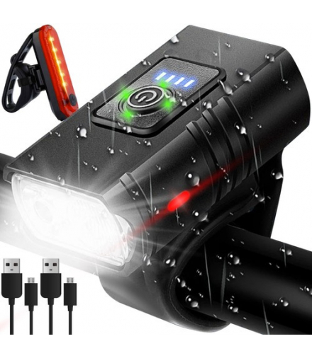 Lampka rowerowa 4T6 USB + tylne światło 23677 Trizand 17737