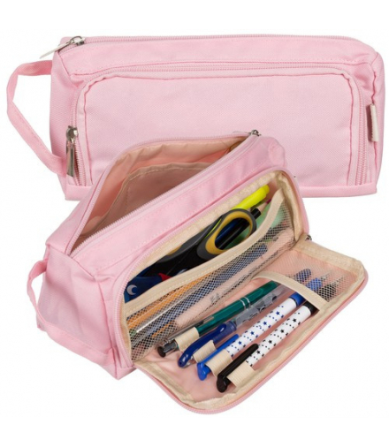 Piórnik rozkładany podwójny różowy Maaleo 24519 17819