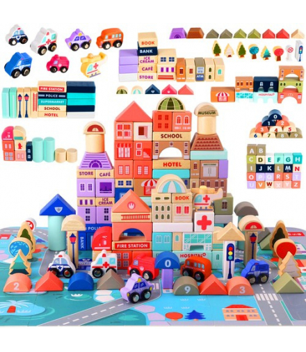 Klocki drewniane 115 szt miasto 23519 Kruzzel 17851