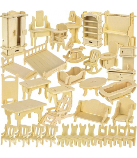 Zestaw mebelków drewnianych dla lalek 34 el. 23542 Kruzzel 17922