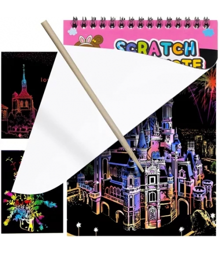 Zestaw kartek do zdrapywania+drewniany rysik 22449 Kruzzel 16971