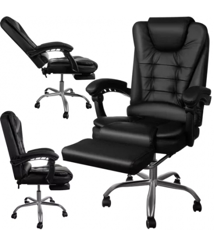 Fotel biurowy z podnóżkiem czarny Malatec 23286 17497