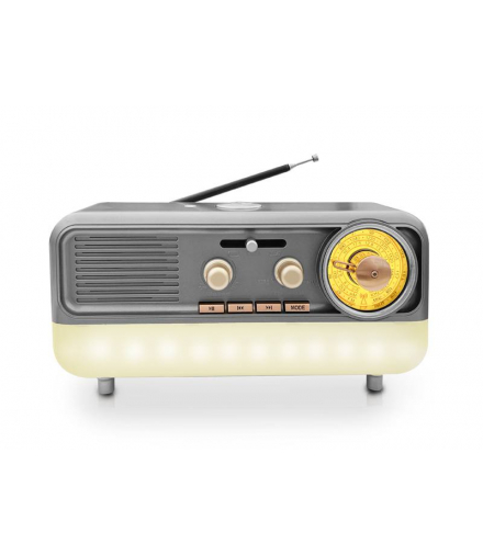 Radio RETRO MD-1314BT bluetooth,USB,TF,AUX,funkcja lampki,płynna regulacja jasności,akumulator,srebrne LXMD1314S